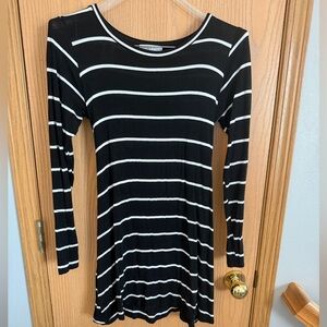 MOA MOA Black and White Tie Back Long Sleeve Minimalist Shirt Womens S